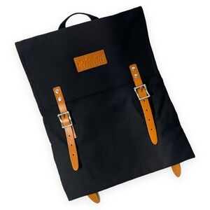 Indian Motorcycle Black Canvas Leather Backpack Book Gear Travel‎ Bag NWOT